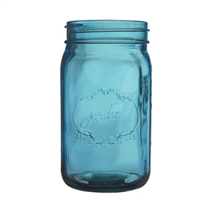 Jardin Mason Jar, 32 Ounce, 6.5'' high, Vintage Blue, Case of 24